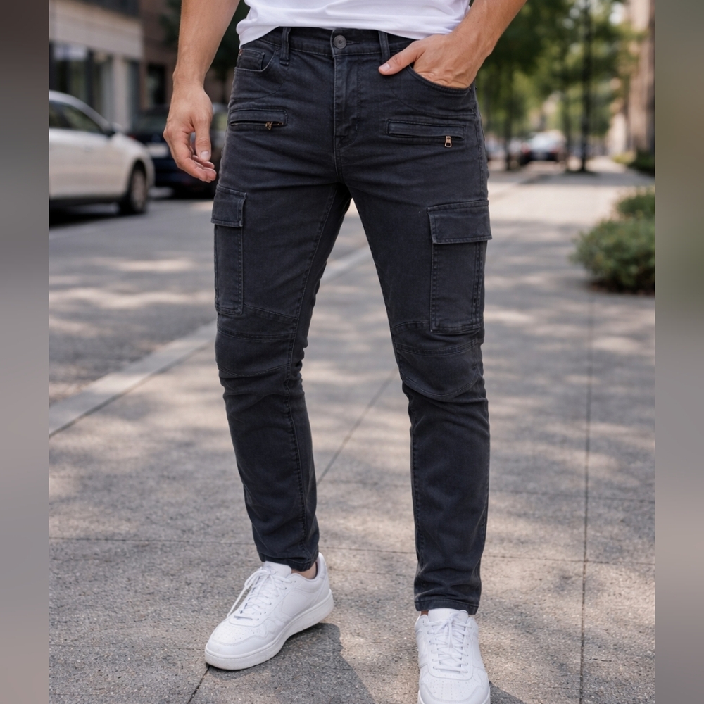 Hudson Jeans Dark Gray Cargo Pants Men’s Size 30 Slim Fit Stretch Utility